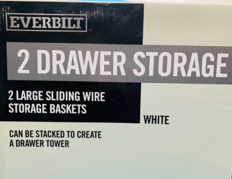 Photo 1 of 894415… Everbuilt white steel 2 drawer wire storage kit 17.7 H x 21.5 W x 17 D