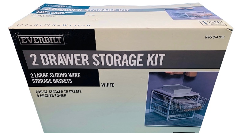 Photo 1 of 894415… Everbuilt white steel 2 drawer wire storage kit 17.7 H x 21.5 W x 17 D