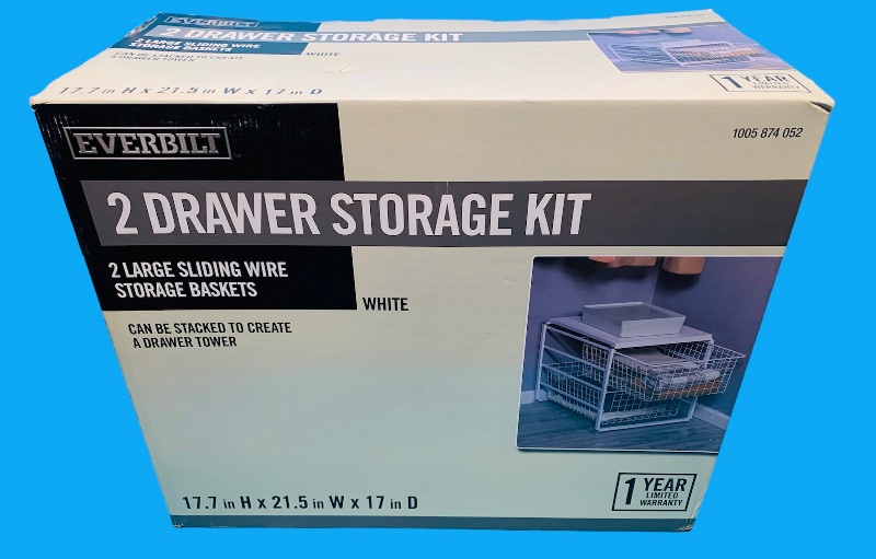 Photo 6 of 894419… Everbuilt white steel 2 drawer wire storage kit 17.7 H x 21.5 W x 17 D