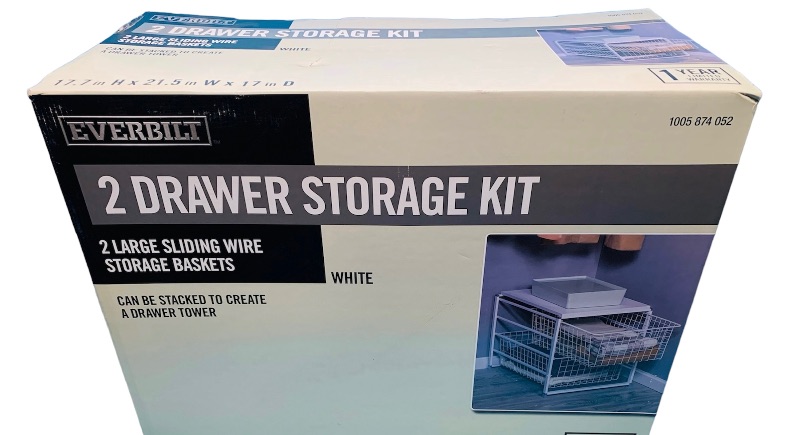 Photo 1 of 894421… Everbuilt white steel 2 drawer wire storage kit 17.7 H x 21.5 W x 17 D
