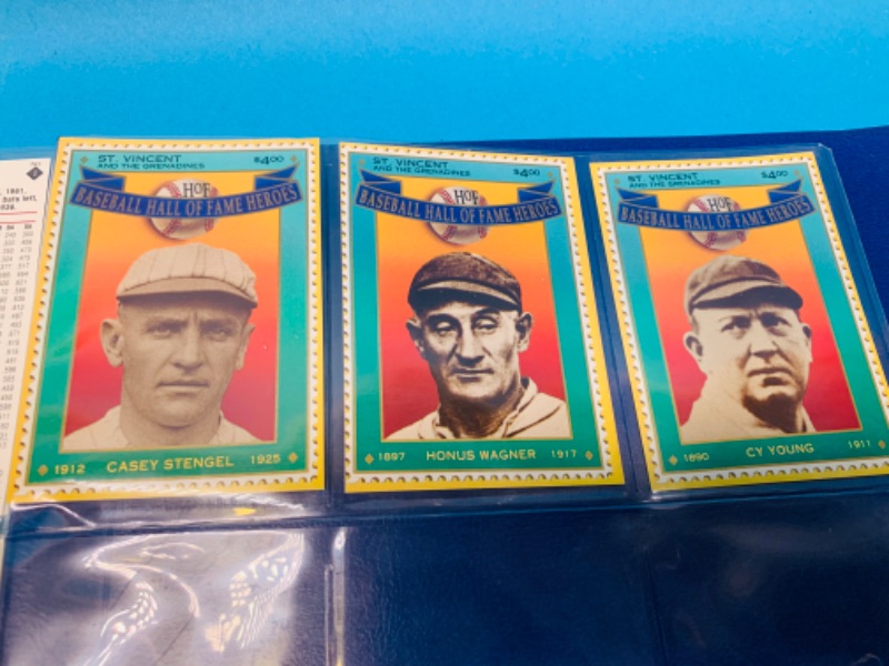 Photo 3 of 894450…set of 12 vintage St.Vincent and the Grenadines Baseball Hall of Fame Heroes stamp cards