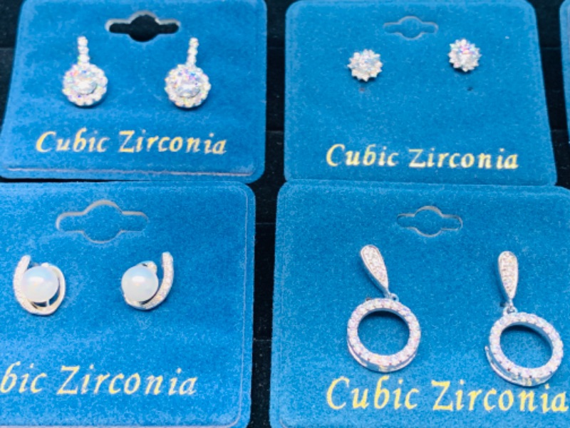 Photo 2 of 894466…6 pairs of pierced cubic zirconia earrings 
