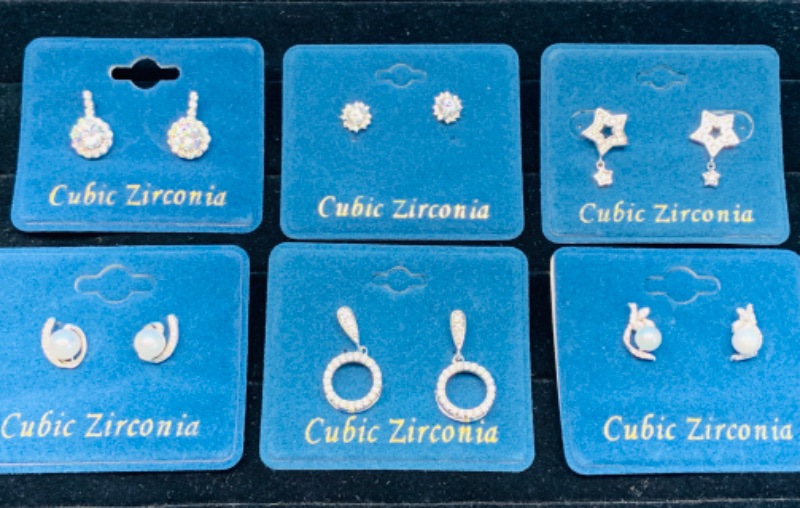 Photo 1 of 894466…6 pairs of pierced cubic zirconia earrings 