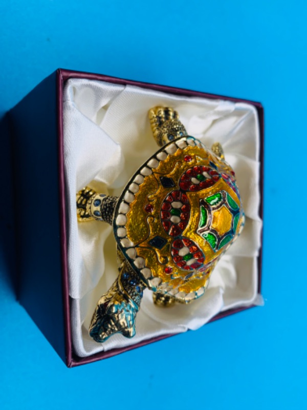 Photo 4 of 894488… 3” impulse jeweled and crystal enamel hinged trinket box in satin lined box 