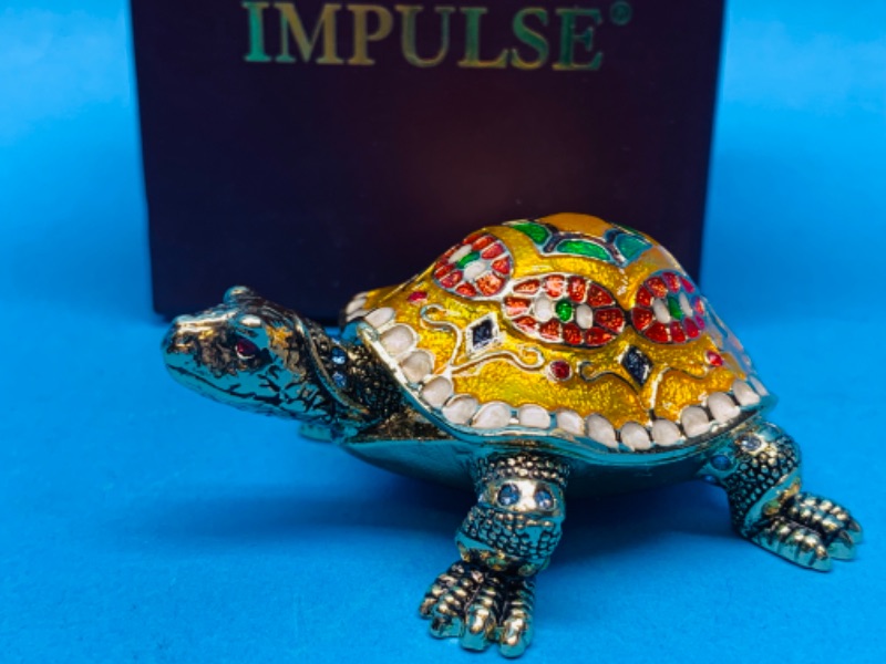 Photo 1 of 894488… 3” impulse jeweled and crystal enamel hinged trinket box in satin lined box 