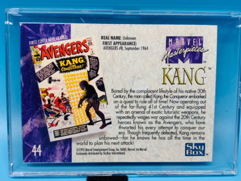 Photo 2 of 894491…1992 marvel masterpieces Kang card 44 in hard plastic case 