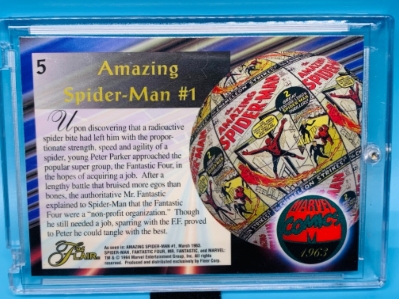 Photo 2 of 1994 Flair Amazing Spider-Man card #1 in hard plastic case 