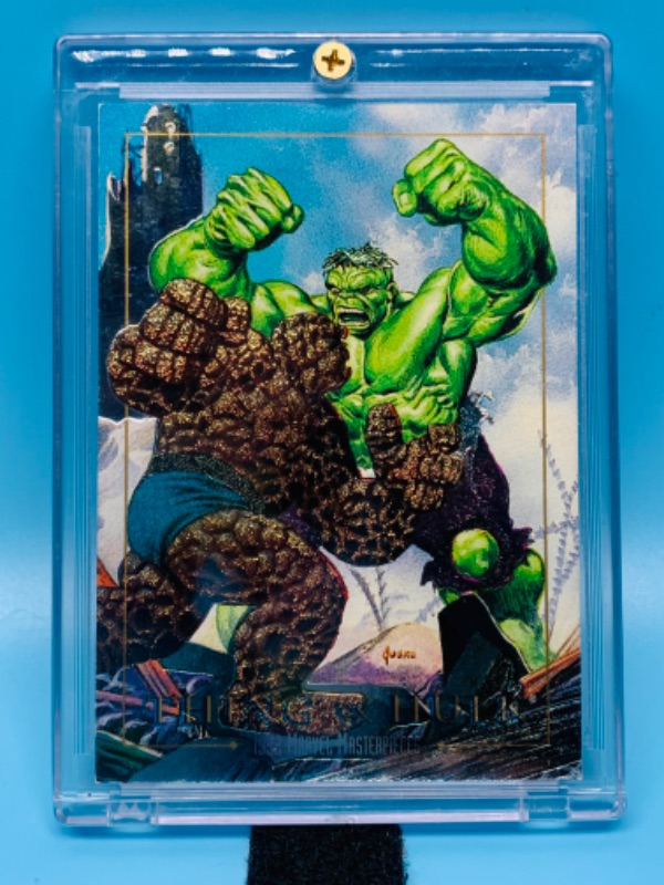 Photo 1 of 894496…1992 marvel masterpieces card 1-D Thing vs. Hulk in hard plastic case 