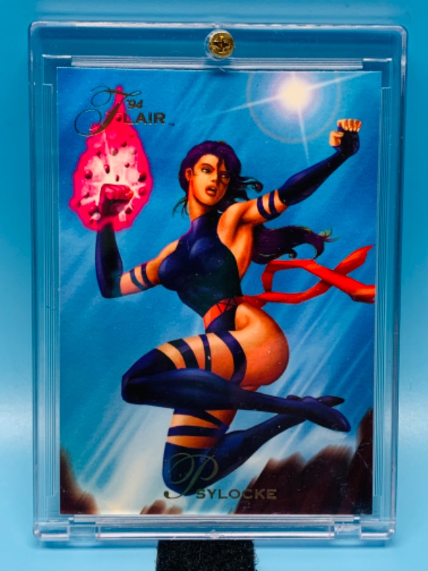 Photo 1 of 894497…1994 Flair card 107 Psylocke vs. Revanche in hard plastic case 