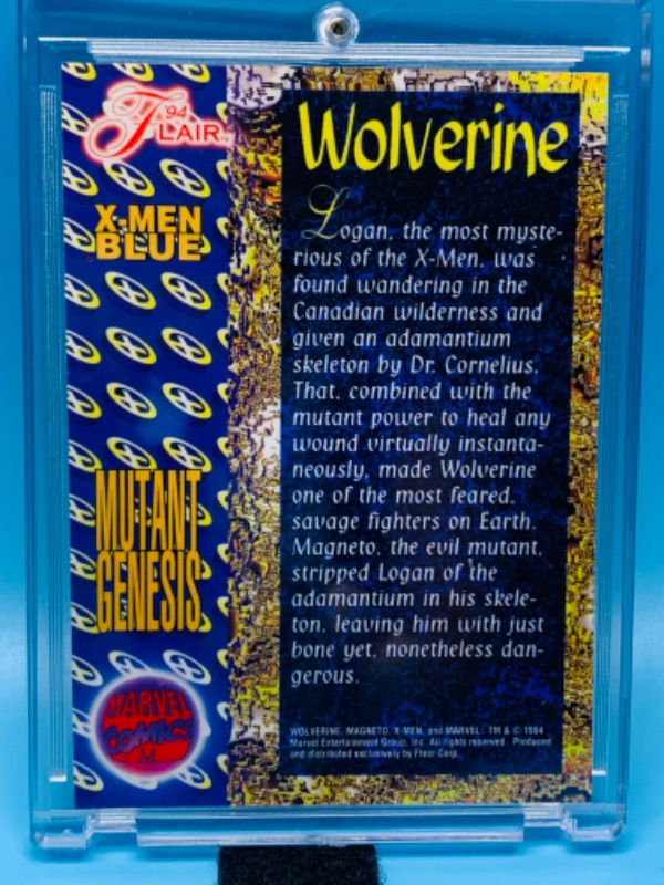Photo 2 of 894499…1994 Flair Wolverine X-men Blue mutant genesis card in hard plastic case 