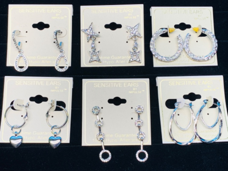 Photo 1 of 894507…6 pairs of fashion/costume pierced hypoallergenic sensitive earrings 
