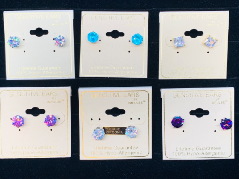 Photo 1 of 894509… 6 pairs of fashion/costume pierced hypoallergenic sensitive earrings 