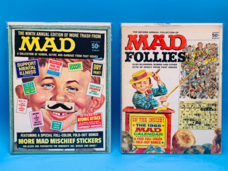 Photo 1 of 894762… 2 vintage $.50 cent MAD magazines in plastic sleeves 