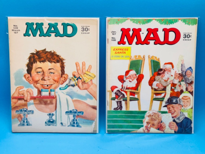 Photo 1 of 894812…2 vintage $.30 cent MAD magazines in plastic sleeves 