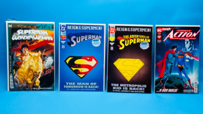 Photo 1 of 894887…4 Superman  comics in plastic sleeves 