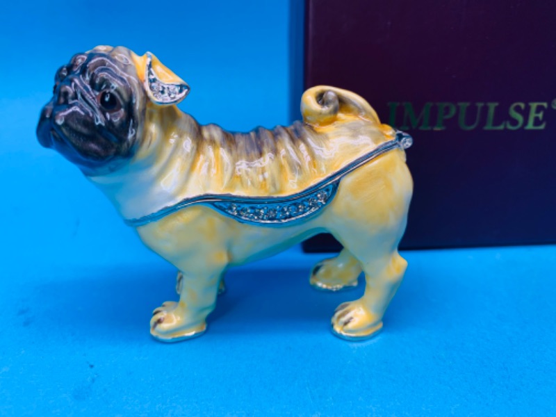 Photo 1 of 894905… 3” impulse jeweled and crystal enamel hinged trinket box in satin lined box 