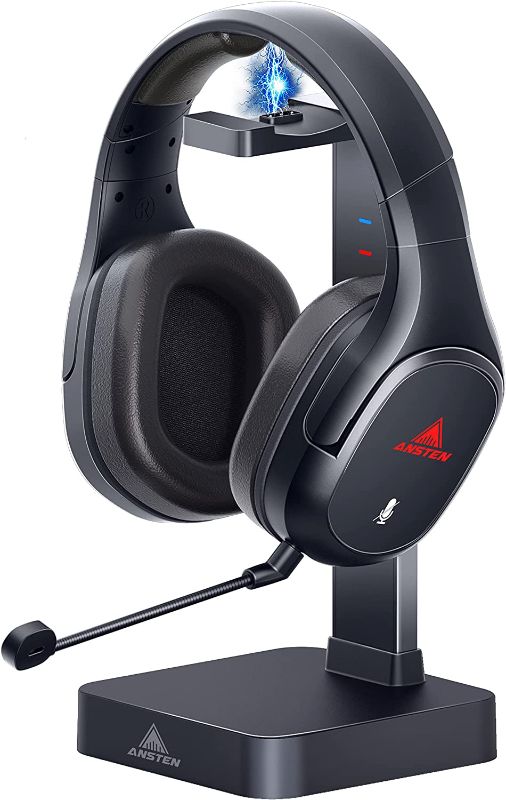 Photo 1 of ANSTEN ?2023 Upgraded? Wireless Gaming Headset for PS4/PS5/PC/Switch, Gaming Headphones with 2.4G Transmitter Charging Stand, Low Latency, 50MM Drivers, 7.1 Surround Sound, Noise Canceling Mic
