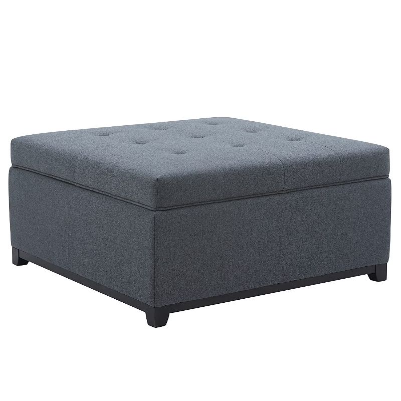 Photo 1 of Amazon Brand – Stone &amp;amp; Beam Tufted Square Lift-Top Storage Ottoman, 35.8&amp;#39;&amp;#39;W, Graphite Grey