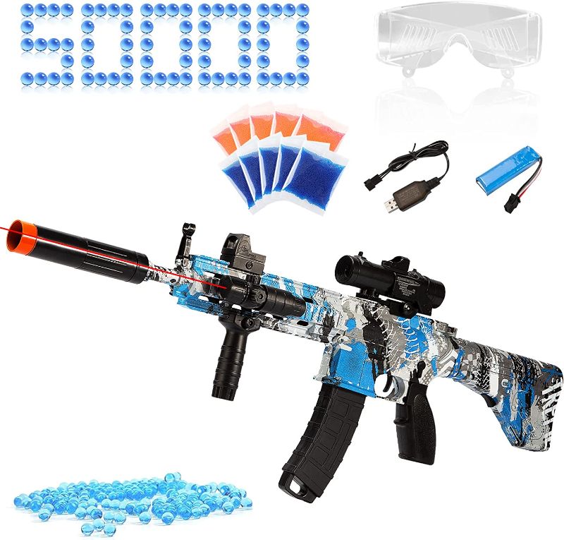 Photo 1 of Gel Splatter Ball Blaster with 50000 Water Ball for Outdoor Games Blue