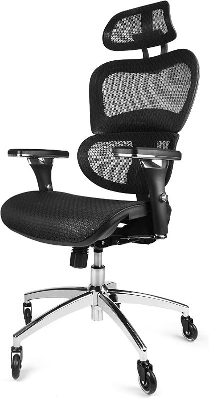 Photo 1 of Lucky MFlyn Ergonomic Office Chair - Home Office Desk Chair with 3D Adjustable Armrest, 3D Lumbar Support and Blade Wheels - Gaming Chairs, Mesh Computer Chair, Executive Swivel Chair (Black)
