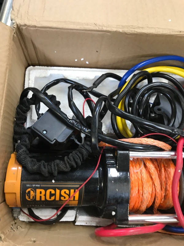 Photo 4 of ORCISH 12V 4500LBS Electric Synthetic Rope Winch Kits for Towing ATV/UTV Off Road Trailer with Wireless Remote Control Mounting Bracket. (4500 Synthetic Rope S)