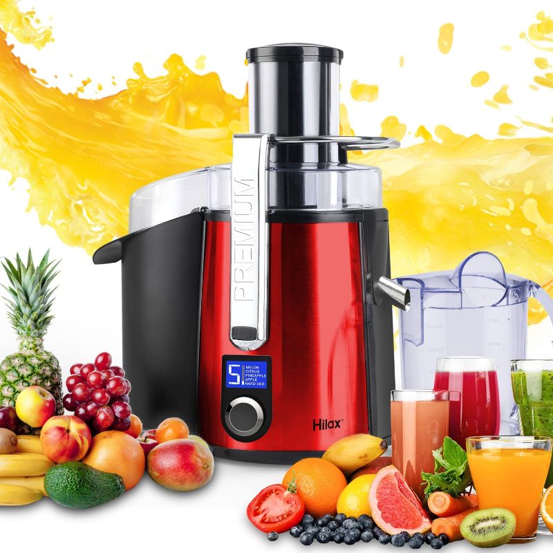 Photo 1 of ----SELL FOR PARTS---- Centrifugal Juicer Machine - LCD Monitor 1100W Juice Maker Extractor, 5-Speed Juice Processor Fruit and Vegetable, 3" Feed Chute Stainless Steel Power Juicer, Easy Clean, BPA Free (Red)
