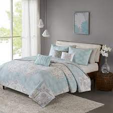 Photo 1 of 6pc Leslie Reversible Cotton Sateen Coverlet Set Aqua. Cal King

