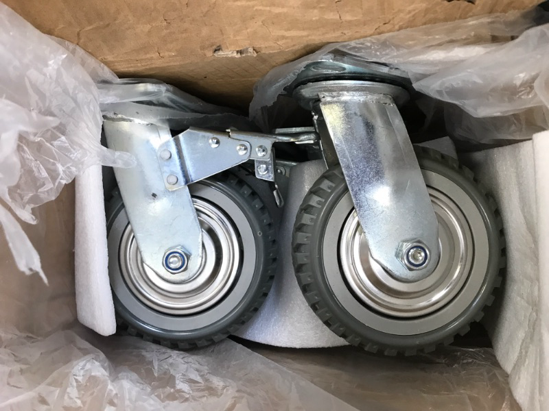 Photo 3 of 6 Inches Heavy Duty Rubber Caster Wheels Anti-Skid Swivel Casters Wheels with 360 Degree for Set of 4 (2 with Brakes& 2 Without)