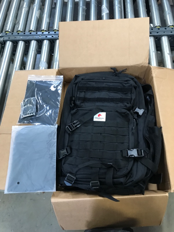 Photo 1 of AMERICANPHOENIX Heavy Duty Carbon Black Backpack | Military Tactical Backpack for Men | Bug Out Bag | 5 Day Assault Pack | Reflective Rain Cover | 5 Compartment + Storage Bag | 2 USA Flag Velcro Patch