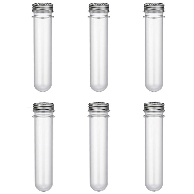 Photo 1 of 45ml Clear Plastic Test Tubes, 25x140mm Tube for Sample, for Scientific Experiments, Party, Decorate The House, Candy Storage, 6 Pcs.
