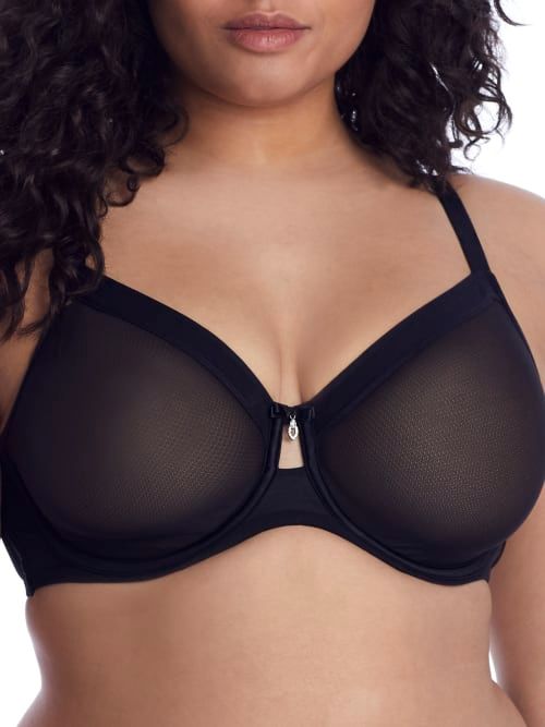 Photo 1 of Curvy Couture Full Figure Mesh Underwire Bra in Black at Nordstrom, Size 40G