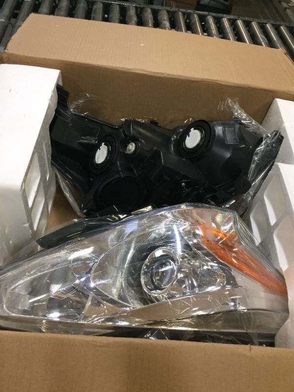 Photo 2 of ADCARLIGHTS 2013-2015 Nissan Altima Headlight Assembly for 2013-2015 Nissan Altima Clear Lens Chrome Housing with Amber Reflector Headlamp Replacement Left and Right OE Replacement A-Chrome Housing Amber Reflector Clear Lens