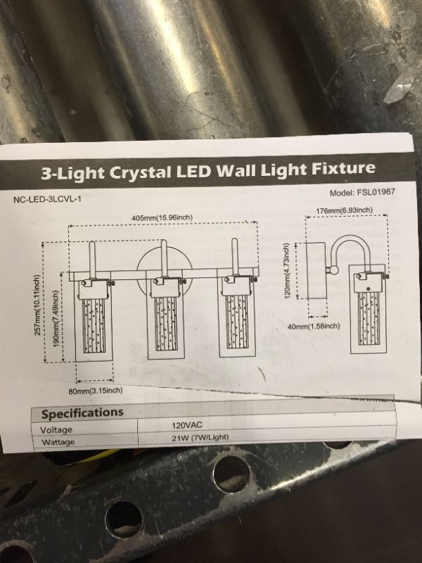 Photo 1 of 3 -light crystal led wall light fixture 