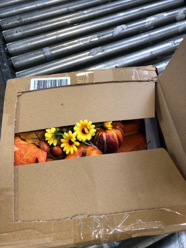 Photo 3 of 13Inch Super Giant Prelit Pumpkin Thanksgiving Decorations 10 Lights 10 Sunflowers 10 Maple Leaves 5 Style Fake Pumpkins 3 Berry Stems Peony Battery Operate Thanksgiving Autumn Fall Table Decor