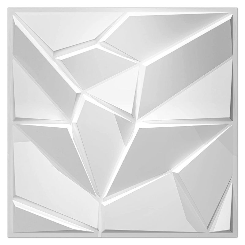 Photo 1 of Art3d PVC 3D Wall Panels, Plastic Decorative Wall Tile in White 12-Pack
