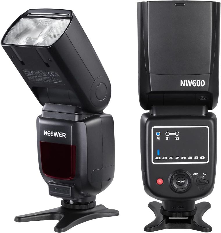 Photo 1 of NEEWER NW600 Flash Speedlite Compatible with Canon Nikon Panasonic Olympus Pentax Fujifilm Sony DSLR and Mirrorless Cameras with Standard Hot Shoe, GN40 On Camera Flash with Manual, S1/S2 Slave Mode
