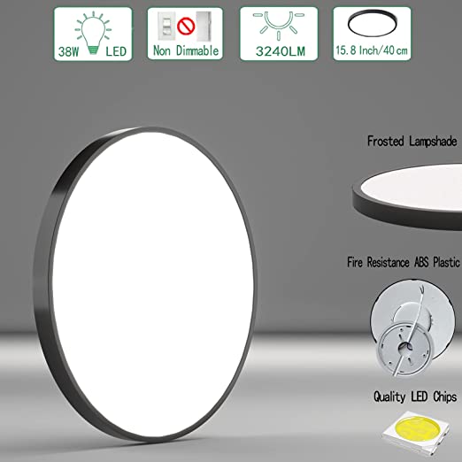 Photo 1 of Threebro Ceiling Lights 18" Inch LED Ceiling Light Fixture, 24W 2160LM White Low Profile Panels Lamp Flush Mount Light Fixture for Kitchen Laundry Bedroom Hallway,6500K White Light(Non Dimmable)…