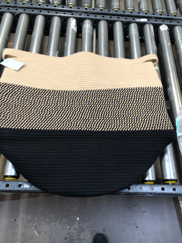 Photo 1 of 
BOSROTY Extra Large Blanket Basket, Laundry Basket, Cotton Rope Basket, 21.7”x 13.8”, Laundry Hamper, XXXL Storage Basket, Woven Basket, Toy Basket, Clothes Baskets, Brown & Black