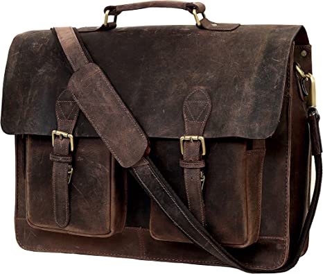 Photo 1 of  17 Inch Leather briefcases Laptop Messenger Bags for Men and Women Best Office School College Satchel Bag