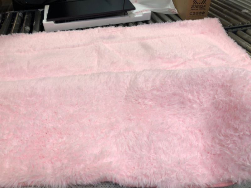 Photo 2 of  Pink Fluffy Shag Area Rugs for Bedroom 5x7, Soft Fuzzy Shaggy Rugs for Living Room Carpet Nursery Floor Girls Room Dorm Rug