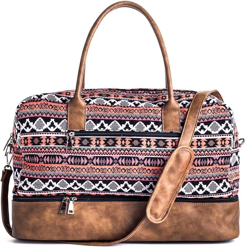 Photo 1 of MyMealivos Canvas Weekender Bag, Overnight Travel Carry On Duffel Tote with Shoe Pouch (multi)
