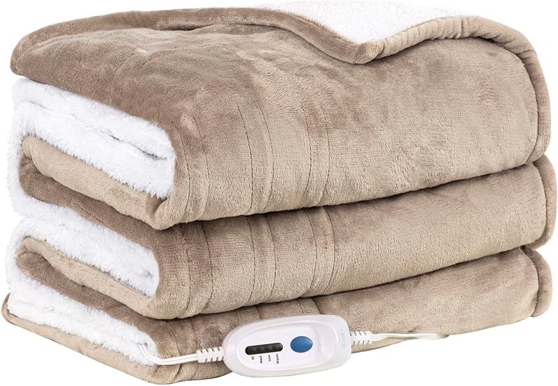 Photo 1 of  Heated Electric Blanket Twin XL Size - 10hrs Timer Auto-Off &4 Heating Levels,Faux Fur & Sherpa Heating Blanket ETL Certified Machine Washable 
