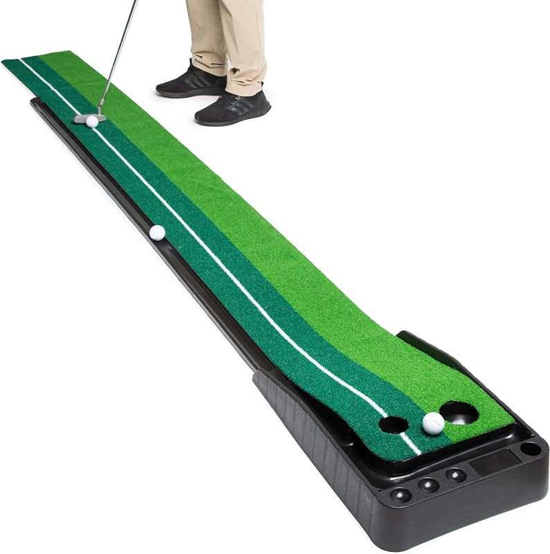 Photo 1 of AbcoTech Indoor Golf Putting Green – Mini Golf Set, Golf Training Aid - Golf Accessories for Men, Golf Gifts for Men, Tech Gifts, Office Gifts, Indoor Games, Outdoor – Golf Mat with 3 Bonus Balls
