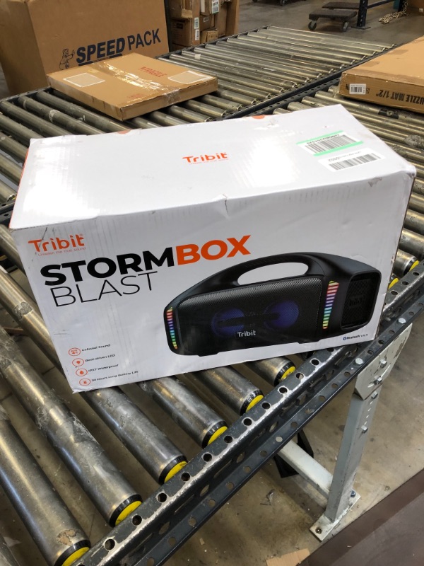 Photo 4 of Tribit StormBox Blast Portable Speaker: 90W Loud Stereo Sound with XBass, IPX7 Waterproof Bluetooth Speaker with LED Light, PowerBank, Bluetooth 5.3&TWS, Custom EQ, 30H Playtime, Outdoor/Camping/Party
NEW - OPE BOX