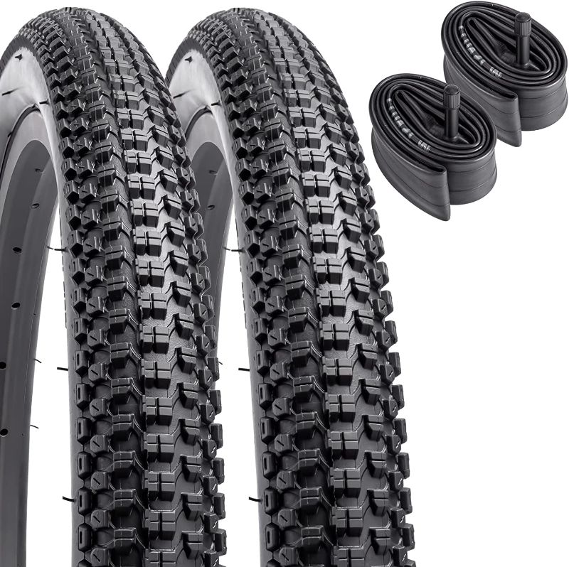 Photo 1 of 2 Pack 14" Bike Tires 14 x 2.125 Plus 2 Pack 14" Bike Tubes 14x1.75/2.125 AV33mm Valve Compatible with 14x2.125 Bike Tire adn Tubes (Black)
