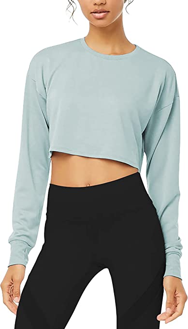 Photo 1 of Bestisun Long Sleeve Crop Top Cropped Sweatshirt for Women with Thumb Hole - Medium
