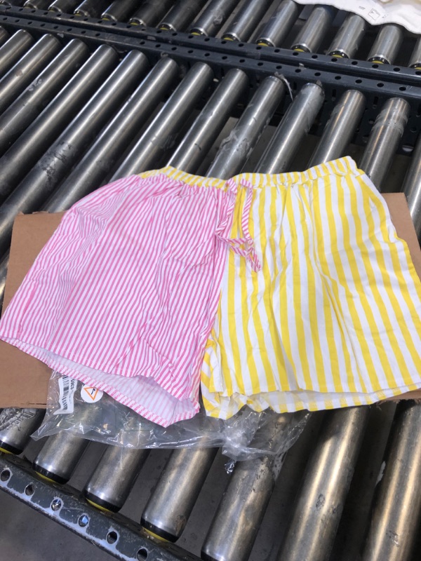 Photo 2 of **SHORTS ONLY** SAFRISIOR Women’s  Casual Loose High Waisted Mini Shorts Se Large Pink&yellow SZ LARGE 