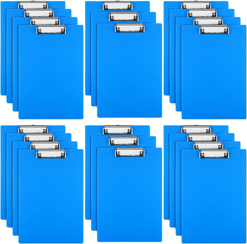 Photo 1 of 22 Pieces Plastic Clipboards Multi Pack Clipboard Hanging Low Clip Acrylic Clipboards Letter Size Clipboard Cute Portable Clip Board for Teacher Classroom Office Supplies (Blue Style)
