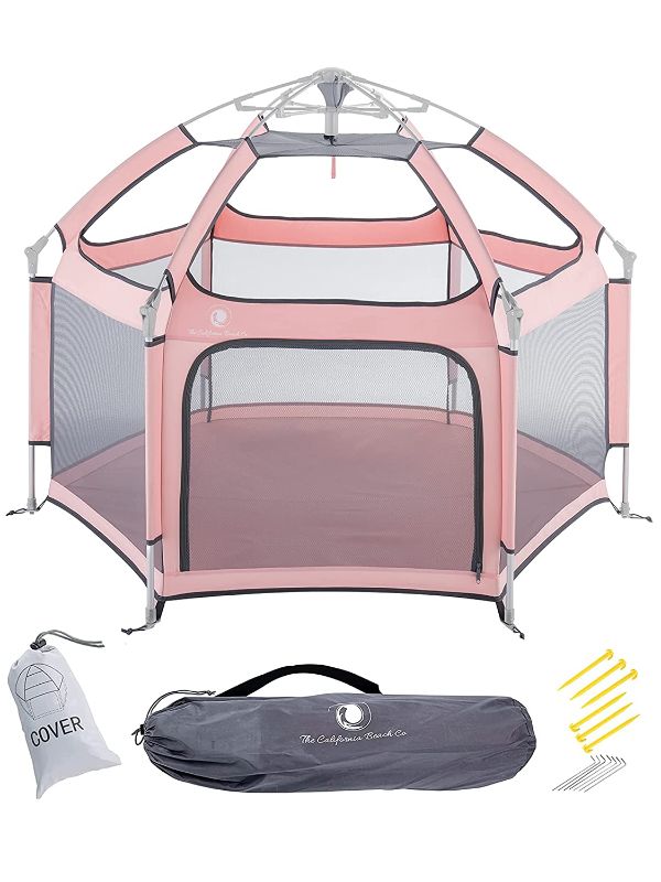 Photo 1 of POP 'N GO Premium Indoor and Outdoor Baby Playpen - Portable, Lightweight, Pop Up Pack and Play Toddler Play Yard w/ Canopy and Travel Bag - Pink
