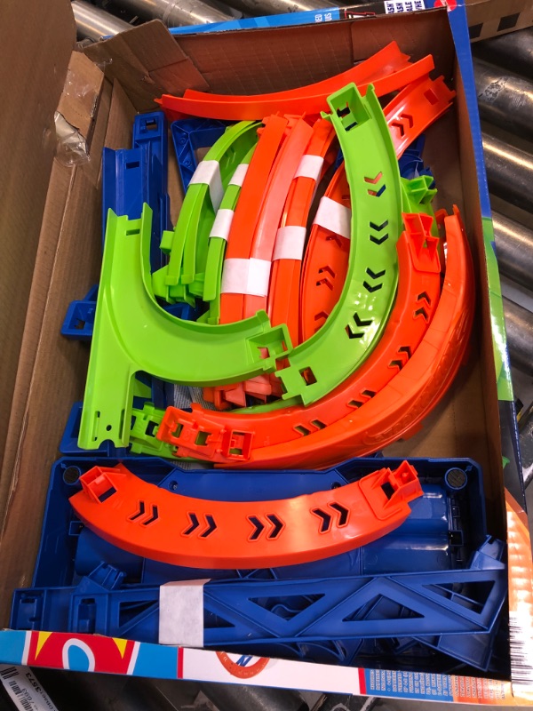 Photo 2 of ?Hot Wheels Track Set and 1:64 Scale Toy Car, 29" Tall Track with Motorized Booster for Fast Racing, Action Spiral Speed Crash Playset???? SHIPS IN OWN CONTAINER